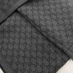 Gucci Scarf Shawl GG Pattern Fringe Bicolor Navy Gray — view 4
