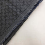 Gucci Scarf Shawl GG Pattern Fringe Bicolor Navy Gray — view 5