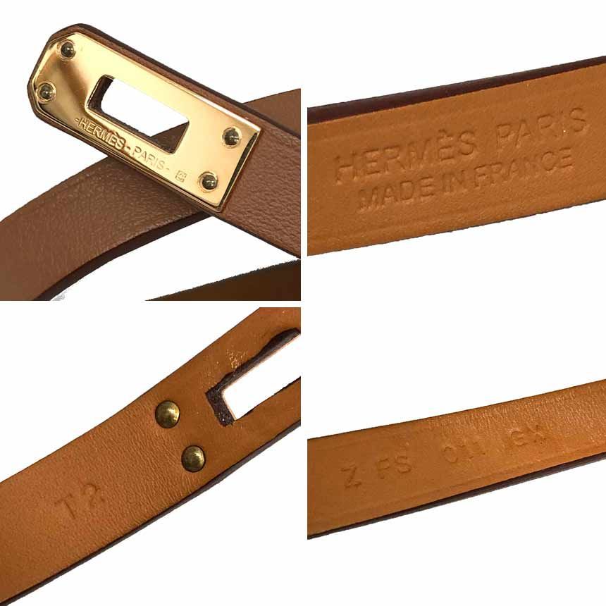 Hermes Leather Bracelet Mini Kelly Double Tour T2 Brown — view 3