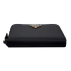 Prada Wallet Bifold Tessuto Nylon Leather Black Gold Zip Around — view 5