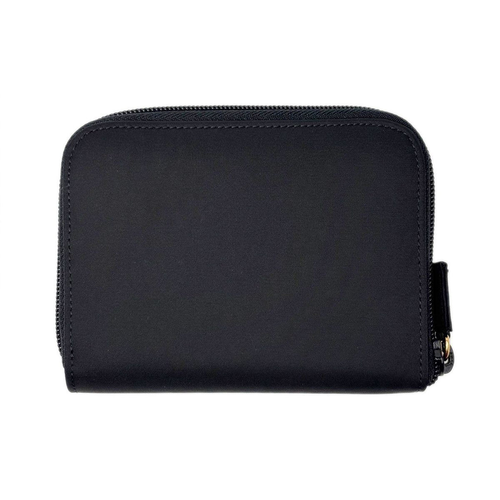 Prada Wallet Bifold Tessuto Nylon Leather Black Gold Zip Around — view 3