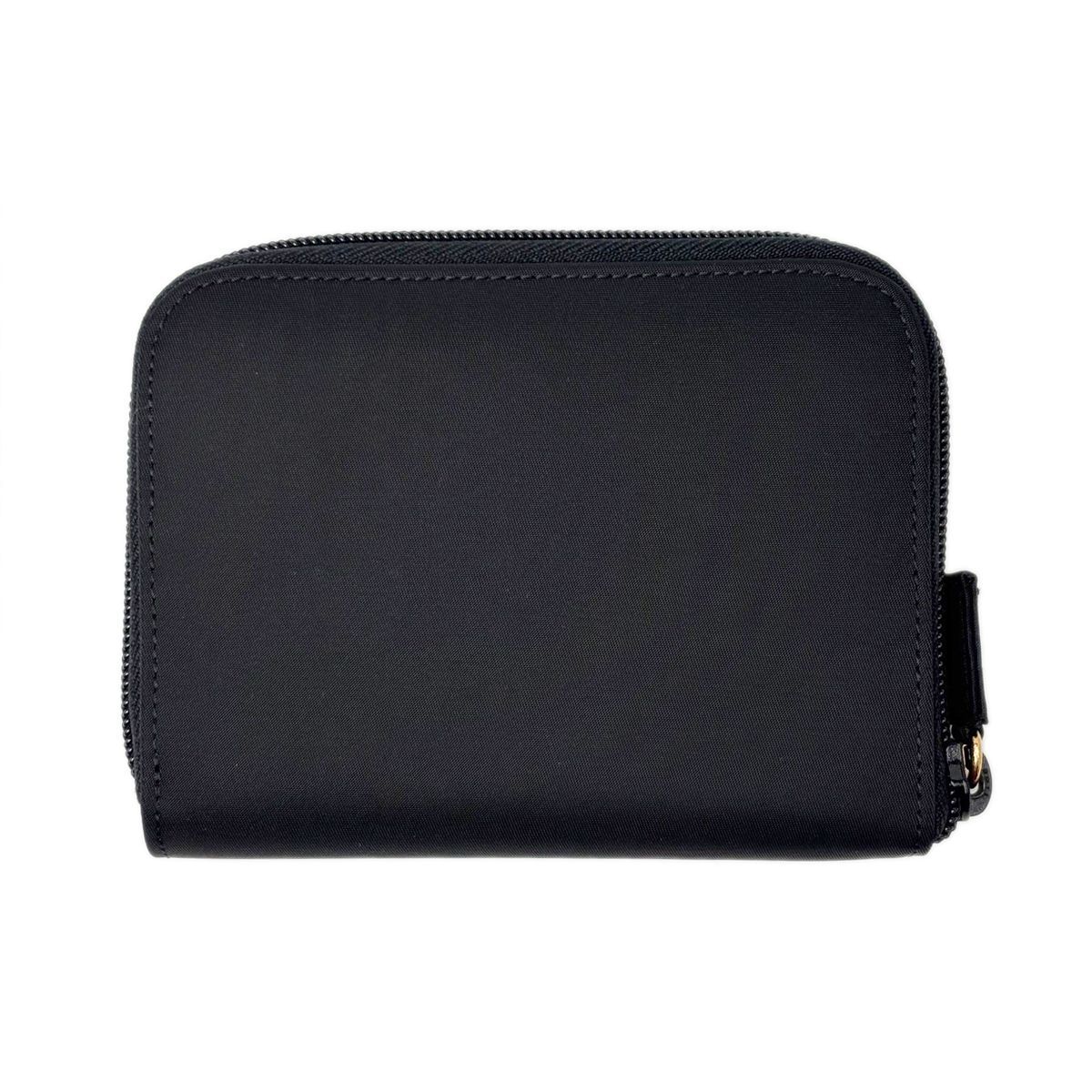 Prada Wallet Bifold Tessuto Nylon Leather Black Gold Zip Around — view 3