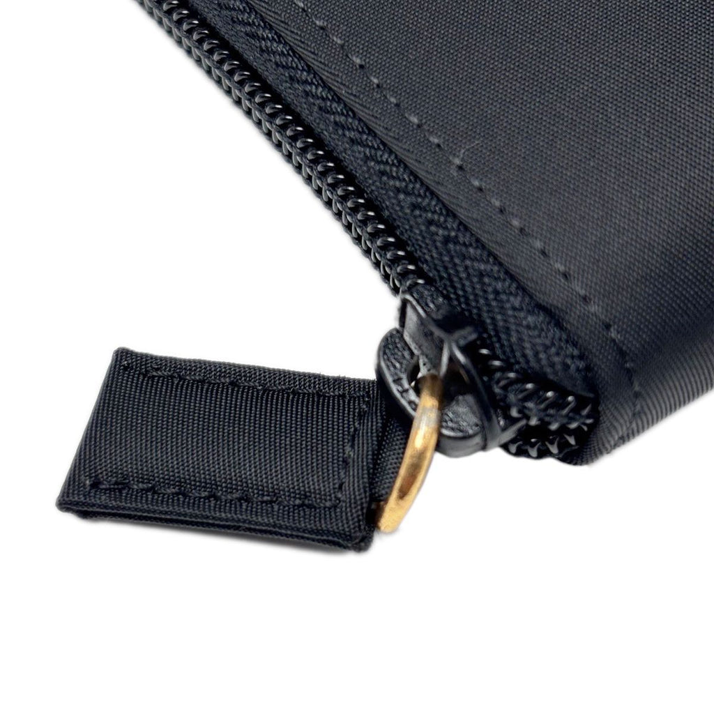 Prada Wallet Bifold Tessuto Nylon Leather Black Gold Zip Around — view 4