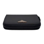 Prada Wallet Bifold Tessuto Nylon Leather Black Gold Zip Around — view 7