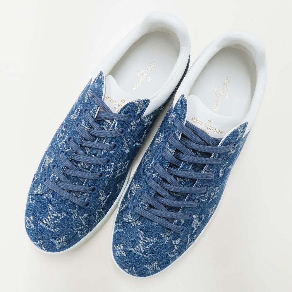 Louis Vuitton Luxembourg Line Sneakers Monogram Denim 8 Blue White — view 4