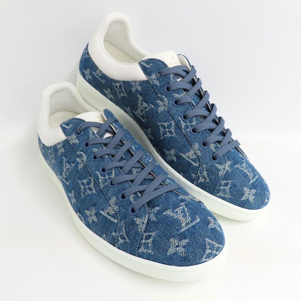 Louis Vuitton Luxembourg Line Sneakers Monogram Denim 8 Blue White — view 3