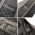 Gucci Wool Scarf Black Gray GG Bit Pattern — view 3