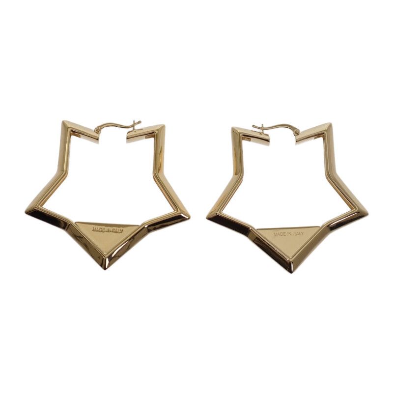 Prada Metal Earrings Triangle Logo Gold