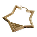 Prada Metal Earrings Triangle Logo Gold