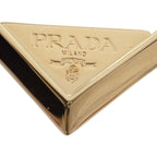 Prada Metal Earrings Triangle Logo Gold