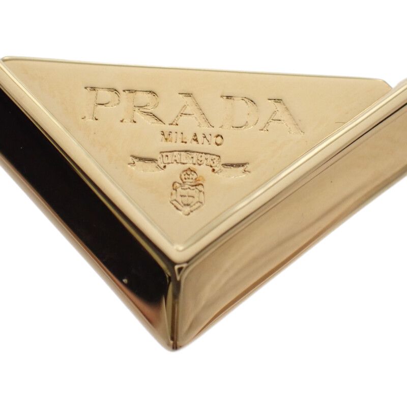 Prada Metal Earrings Triangle Logo Gold