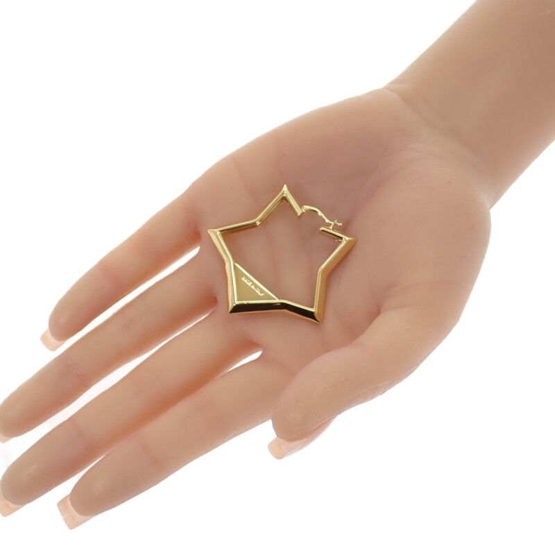 Prada Metal Earrings Triangle Logo Gold — view 9