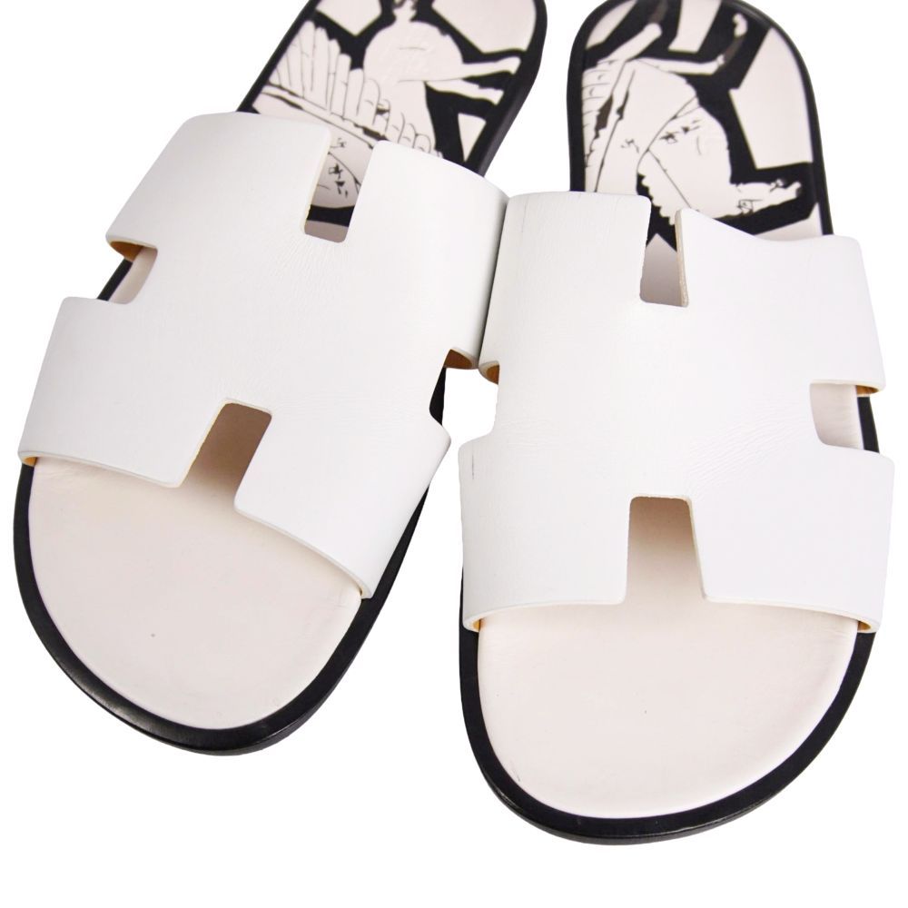 Hermes Sandals Izmir Logo Leather Shoes — view 3