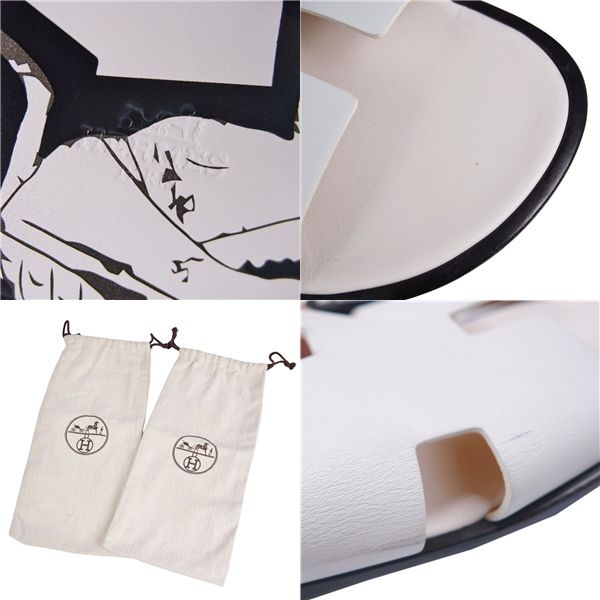 Hermes Sandals Izmir Logo Leather Shoes — view 9