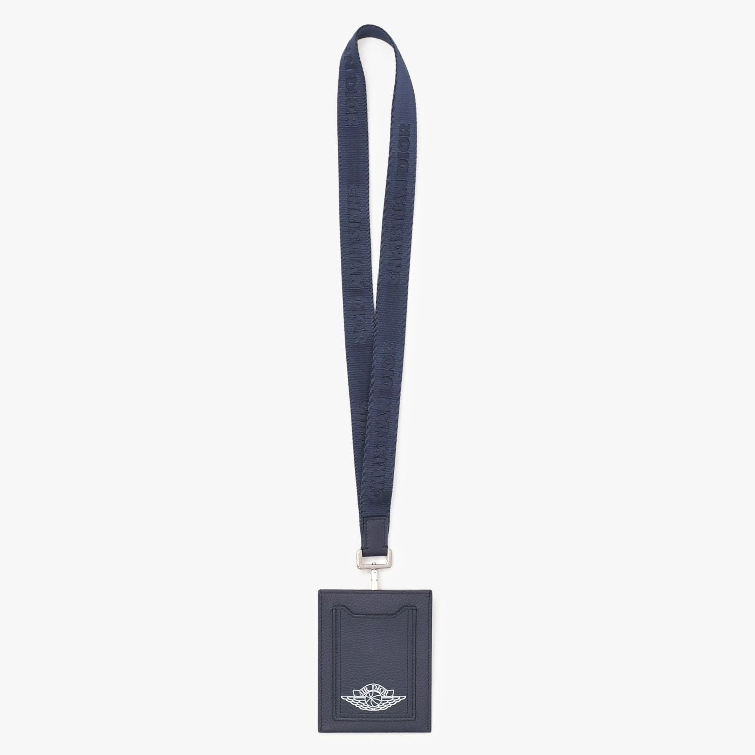 Dior Air Card Case Logo Strap Leather Navy Silver — view 2