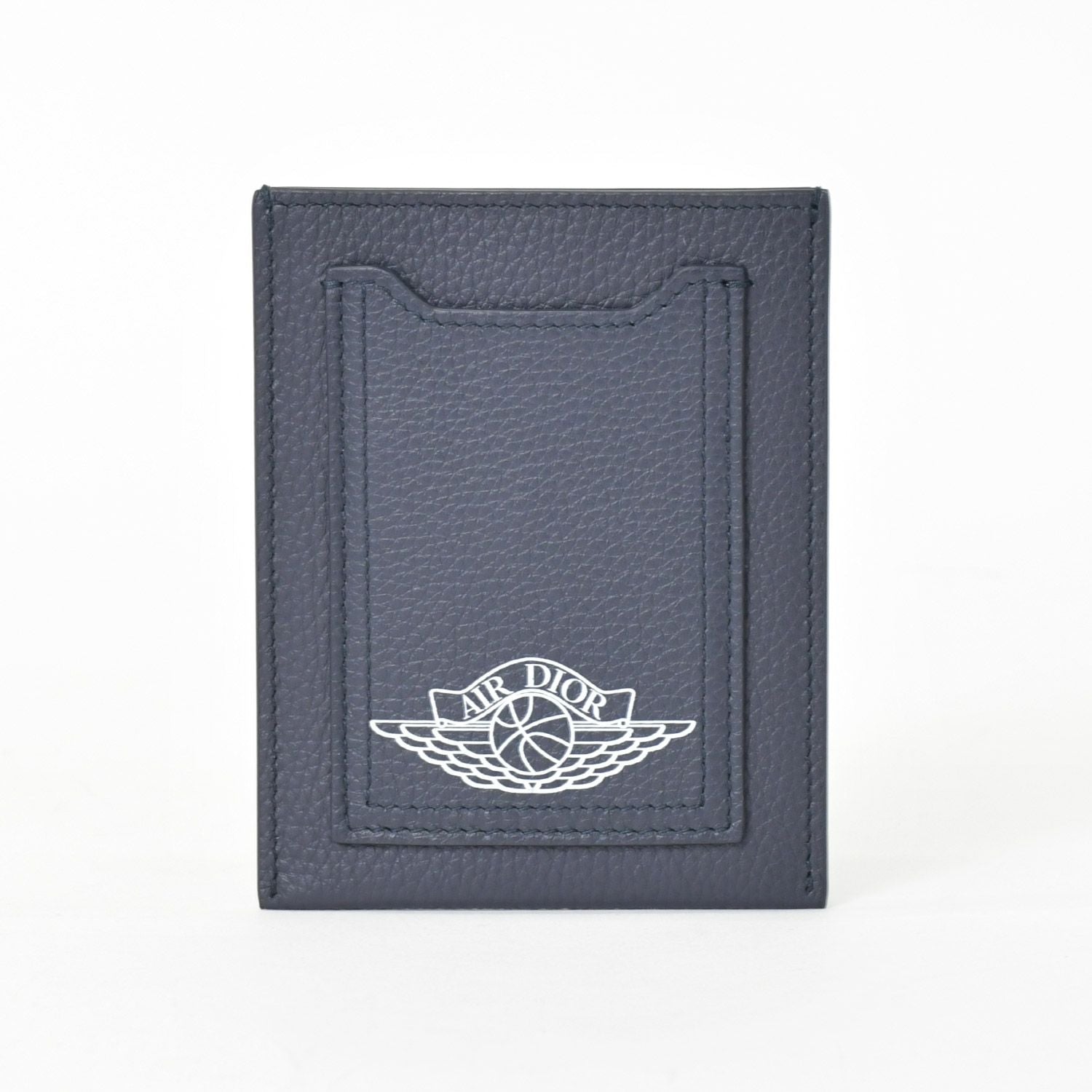 Dior Air Card Case Logo Strap Leather Navy Silver — view 3