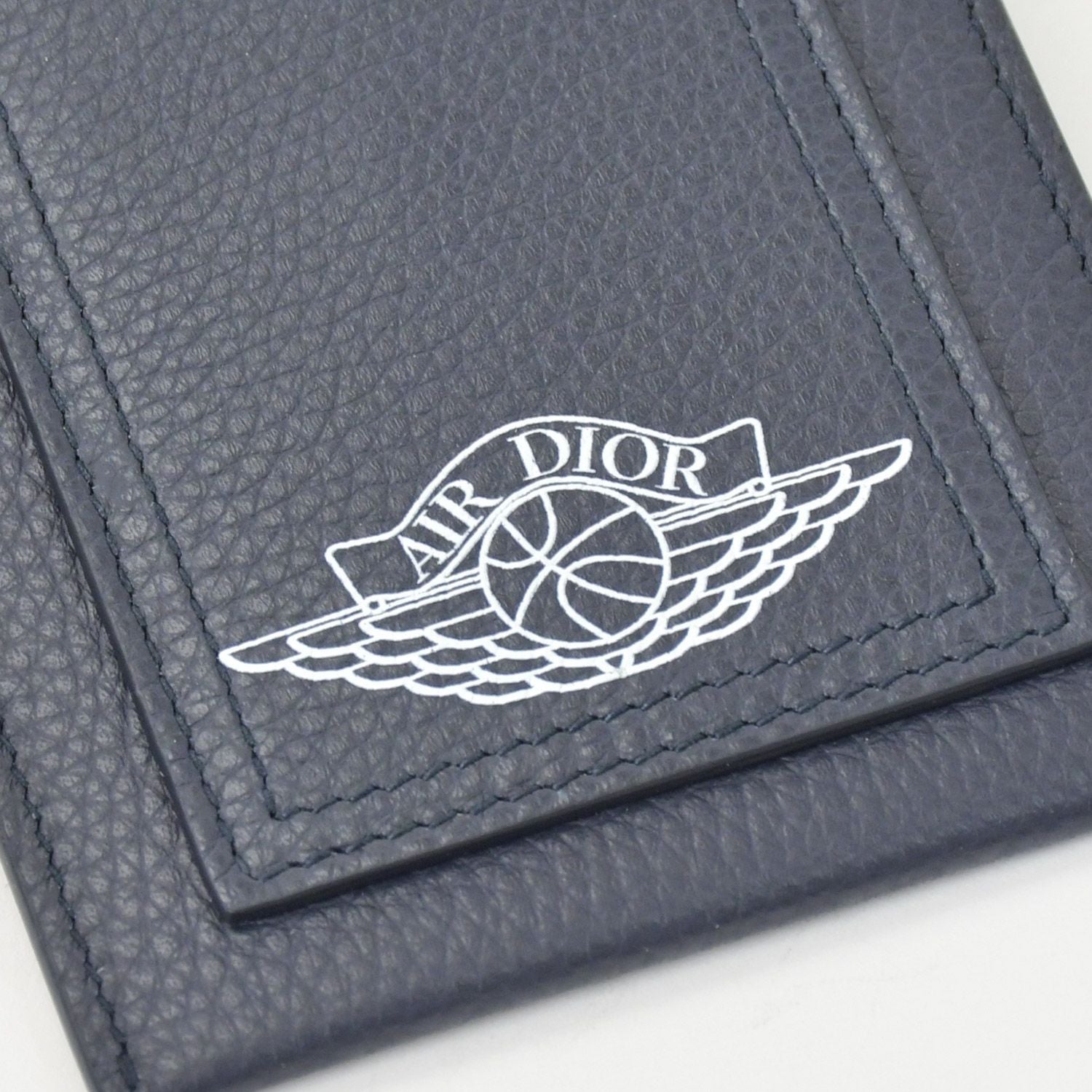 Dior Air Card Case Logo Strap Leather Navy Silver — view 5