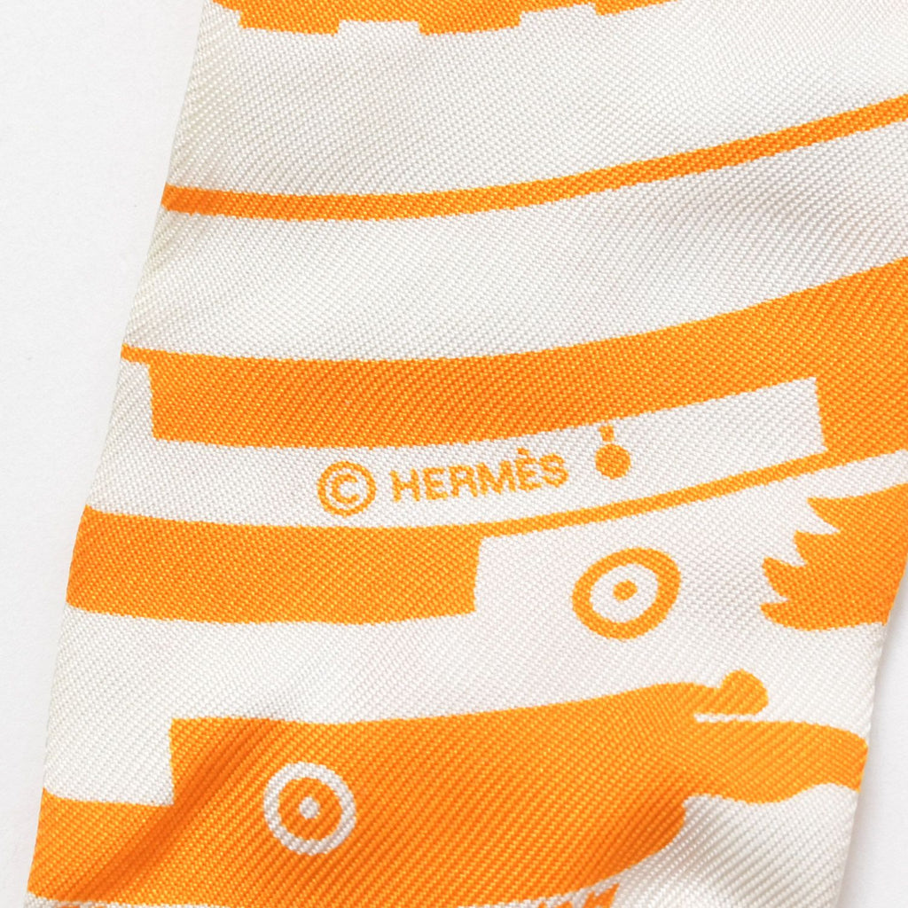 Hermes Twilly Astrology Dot Orange Navy Scarf — view 4