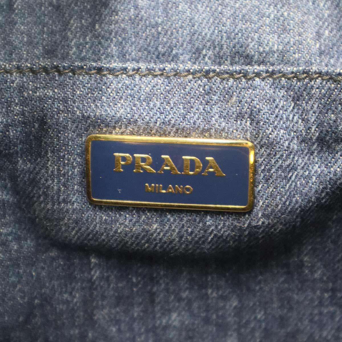 Prada Canapa Denim Handbag Indigo Blue — view 5