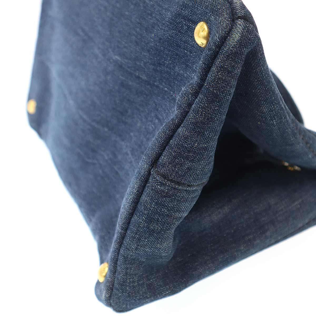 Prada Canapa Denim Handbag Indigo Blue — view 8