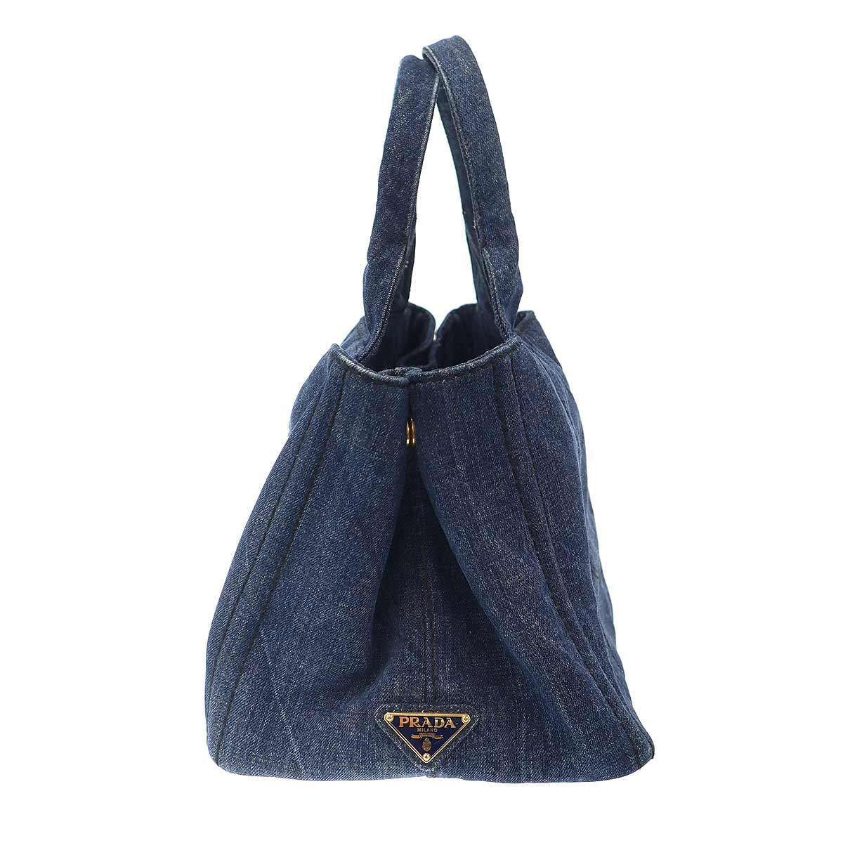 Prada Canapa Denim Handbag Indigo Blue — view 3