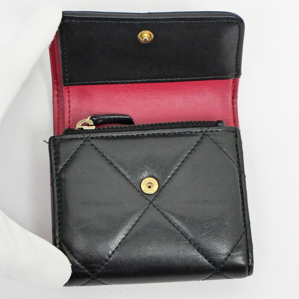 Chanel 19 Small Flap Wallet Black Lambskin Leather Trifold — view 5