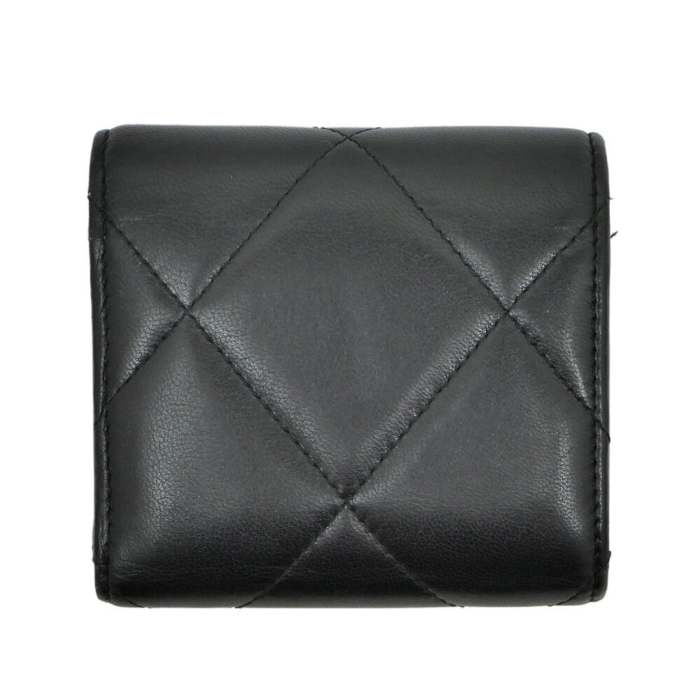 Chanel 19 Small Flap Wallet Black Lambskin Leather Trifold — view 3