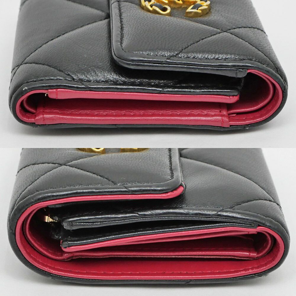 Chanel 19 Small Flap Wallet Black Lambskin Leather Trifold — view 4