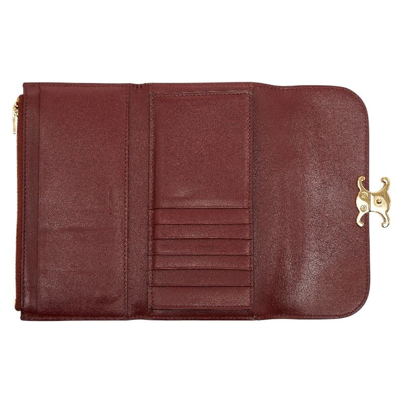 Celine Triomphe Wine Red Gold Leather — view 8