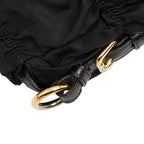Prada Gather Logo Tote Shoulder Bag 2-Way Black Nylon Leather — view 8