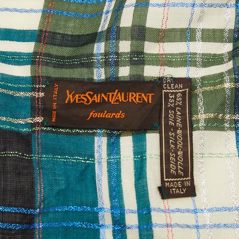 Saint Laurent Yves Large Check Shawl Multicolor Wool Silk — view 3