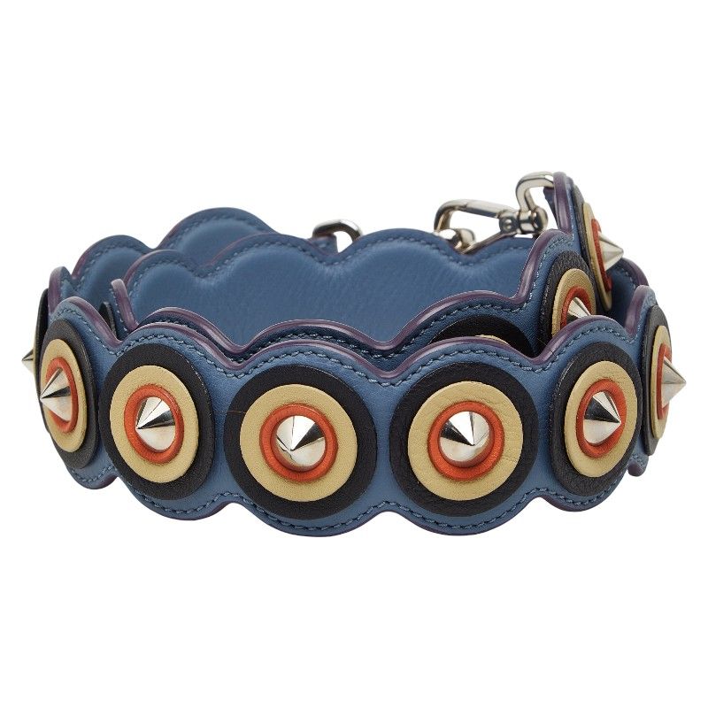 Fendi Strap Yue Studded Light Blue Multicolor Leather — view 3