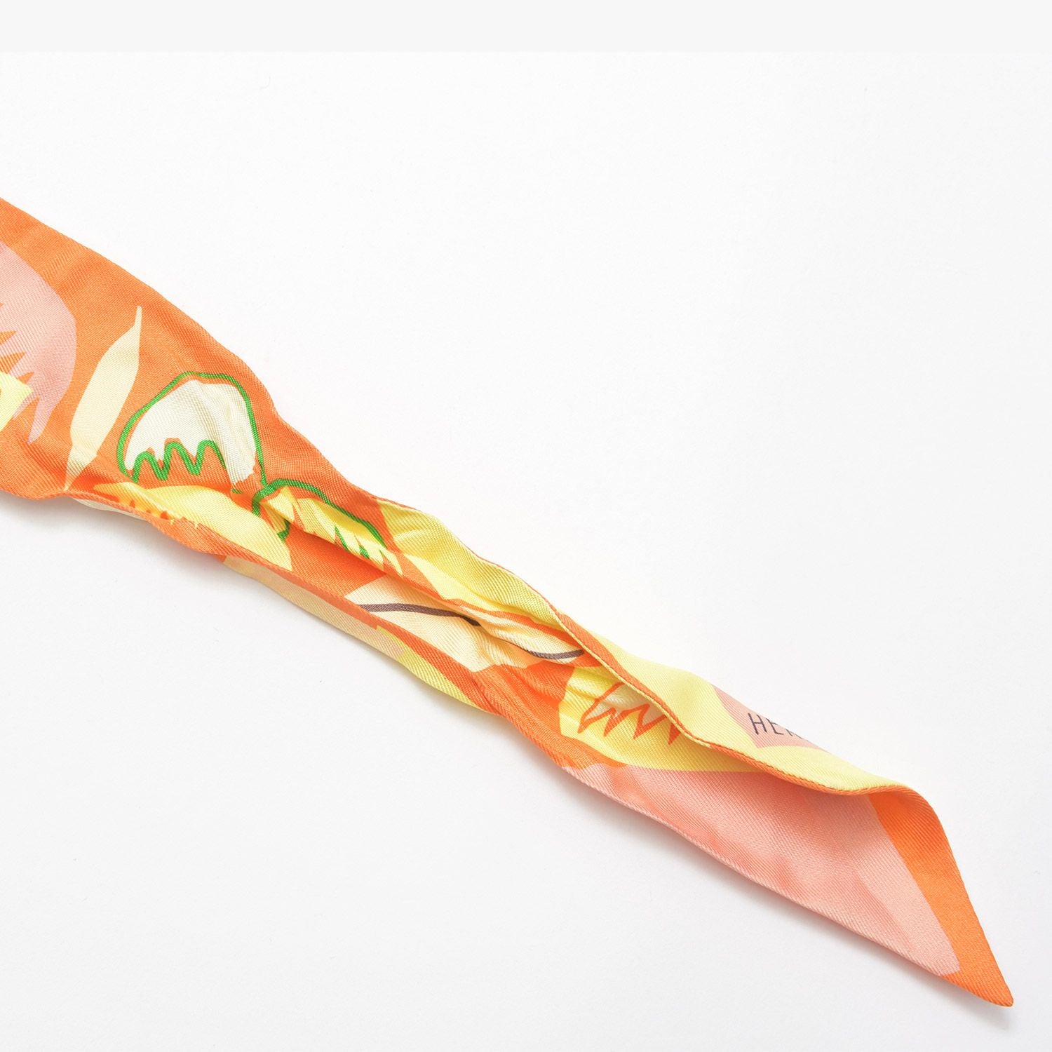 Hermes Twilly Scarf Sea Surfand Fun Sea Surf and Surfing Silk Orange Yellow — view 7