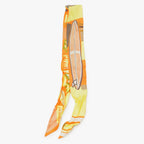 Hermes Twilly Scarf Sea Surfand Fun Sea Surf and Surfing Silk Orange Yellow — view 2