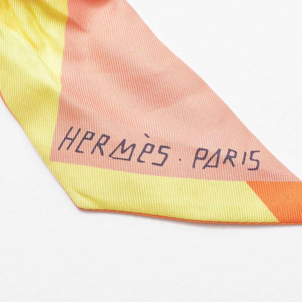 Hermes Twilly Scarf Sea Surfand Fun Sea Surf and Surfing Silk Orange Yellow — view 3