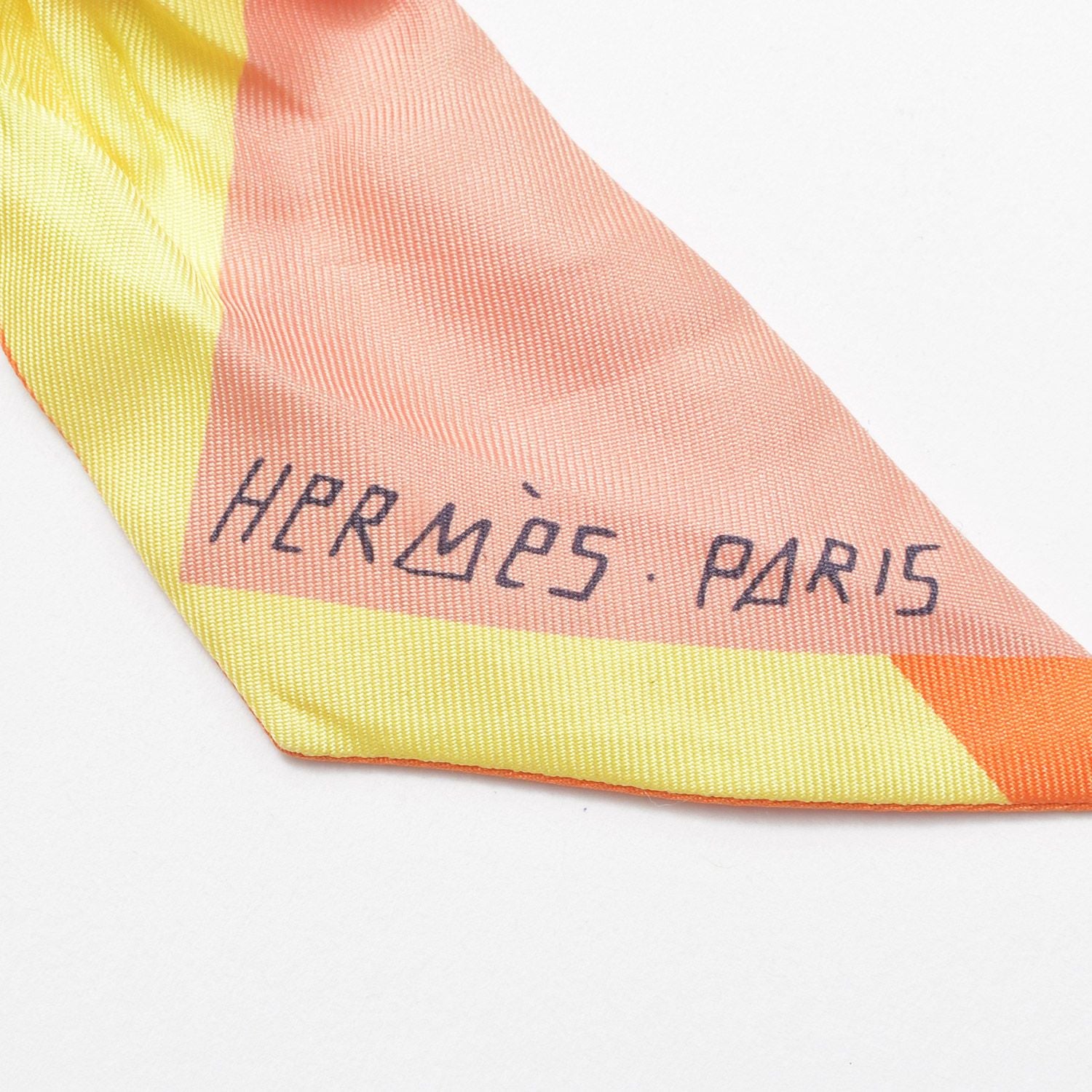 Hermes Twilly Scarf Sea Surfand Fun Sea Surf and Surfing Silk Orange Yellow — view 3