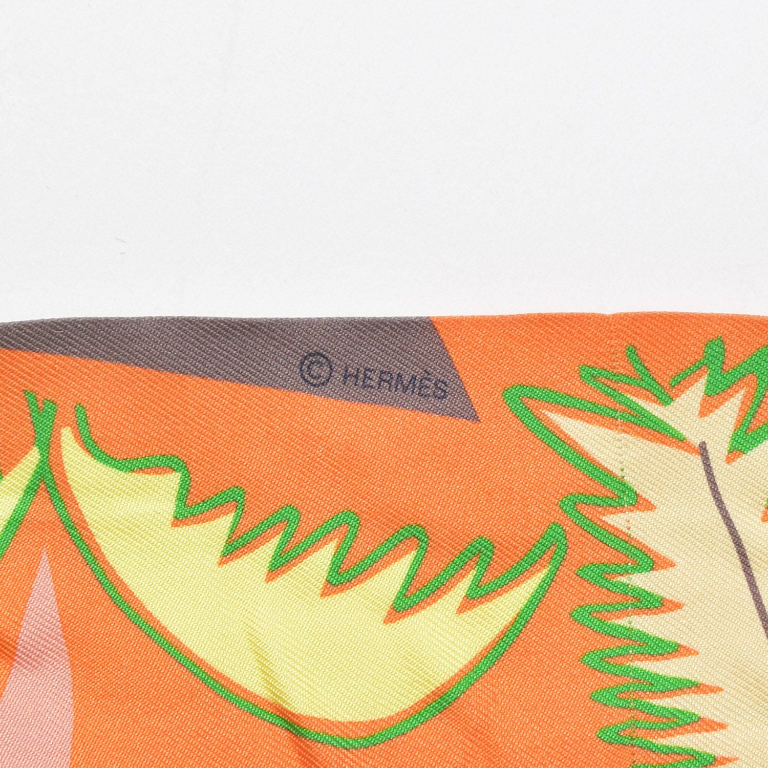 Hermes Twilly Scarf Sea Surfand Fun Sea Surf and Surfing Silk Orange Yellow — view 4