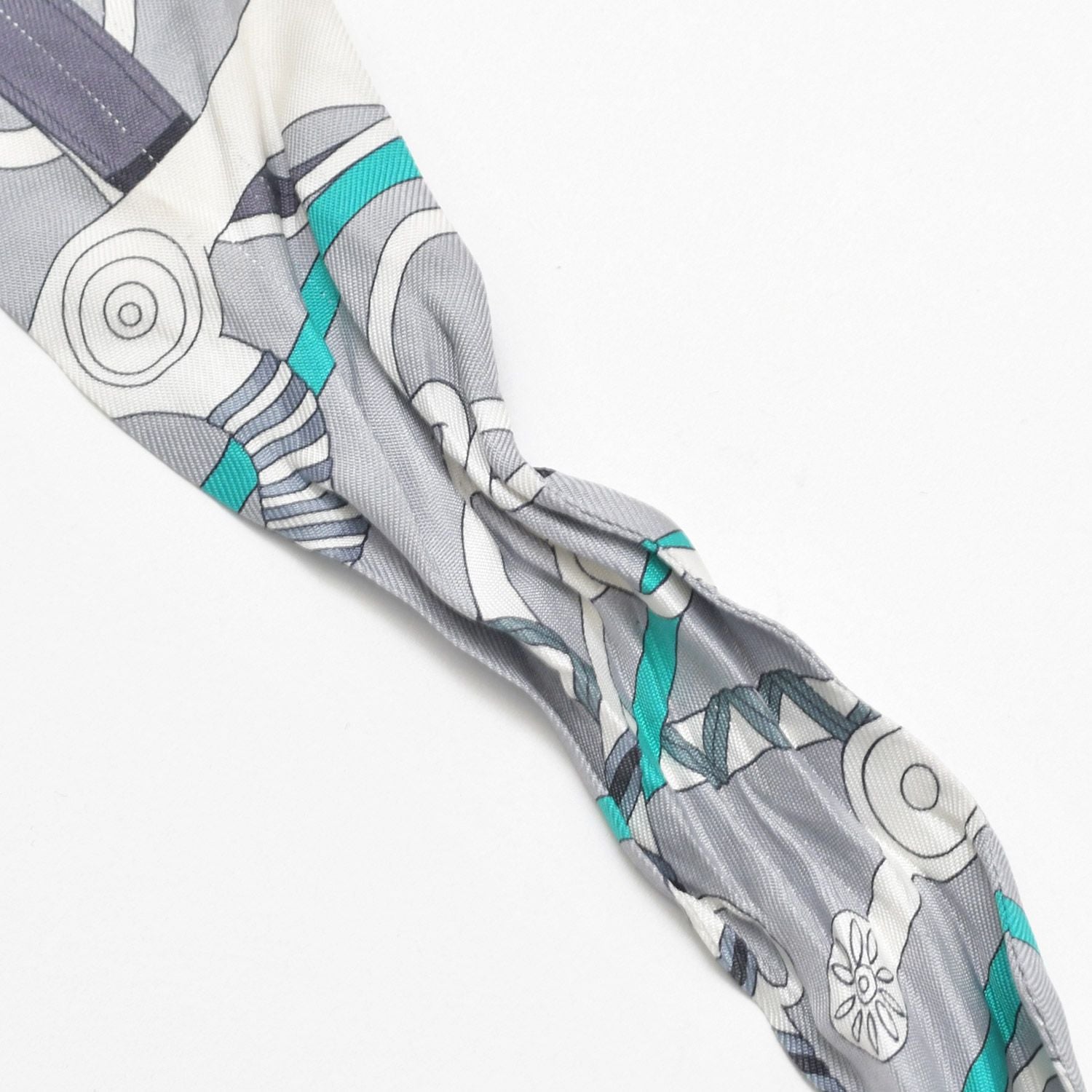 Hermes Twilly Horseback Equipment Gray Multicolor Scarf — view 7