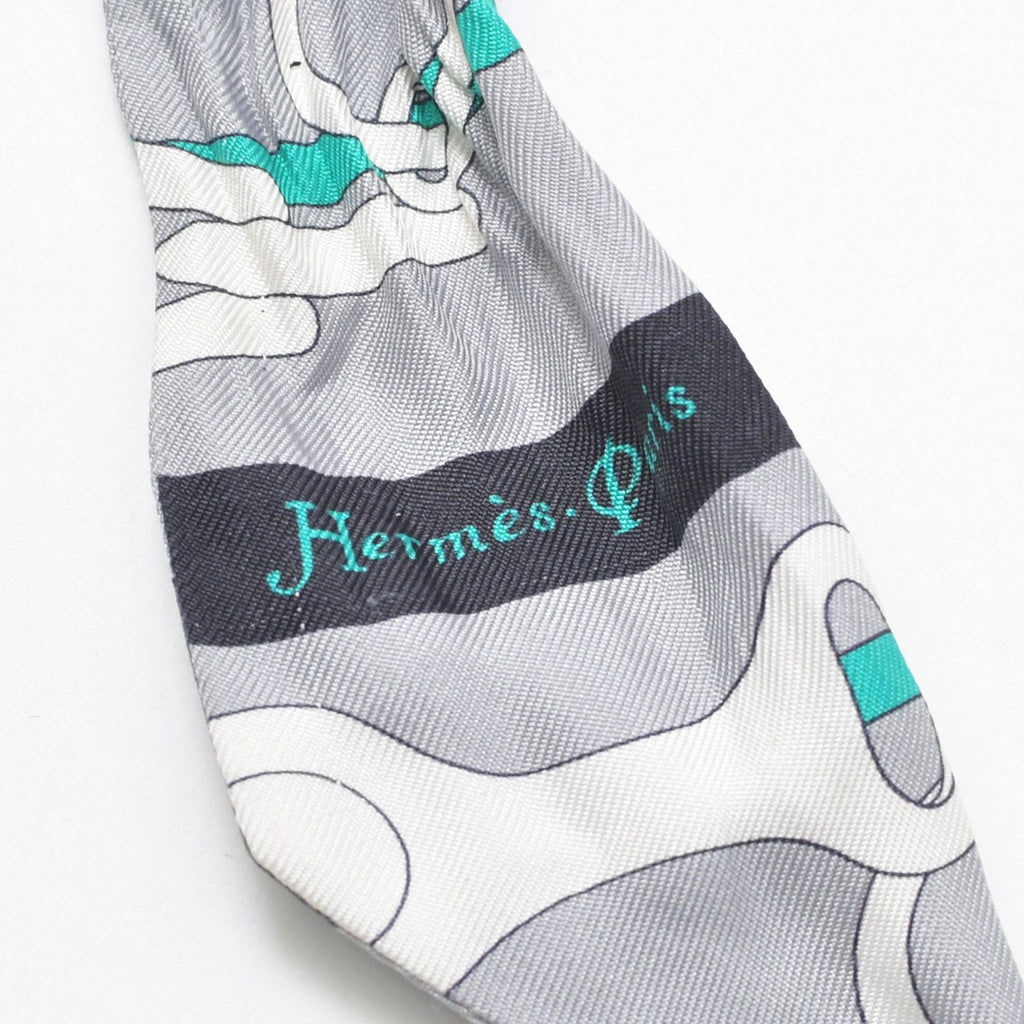 Hermes Twilly Horseback Equipment Gray Multicolor Scarf — view 3