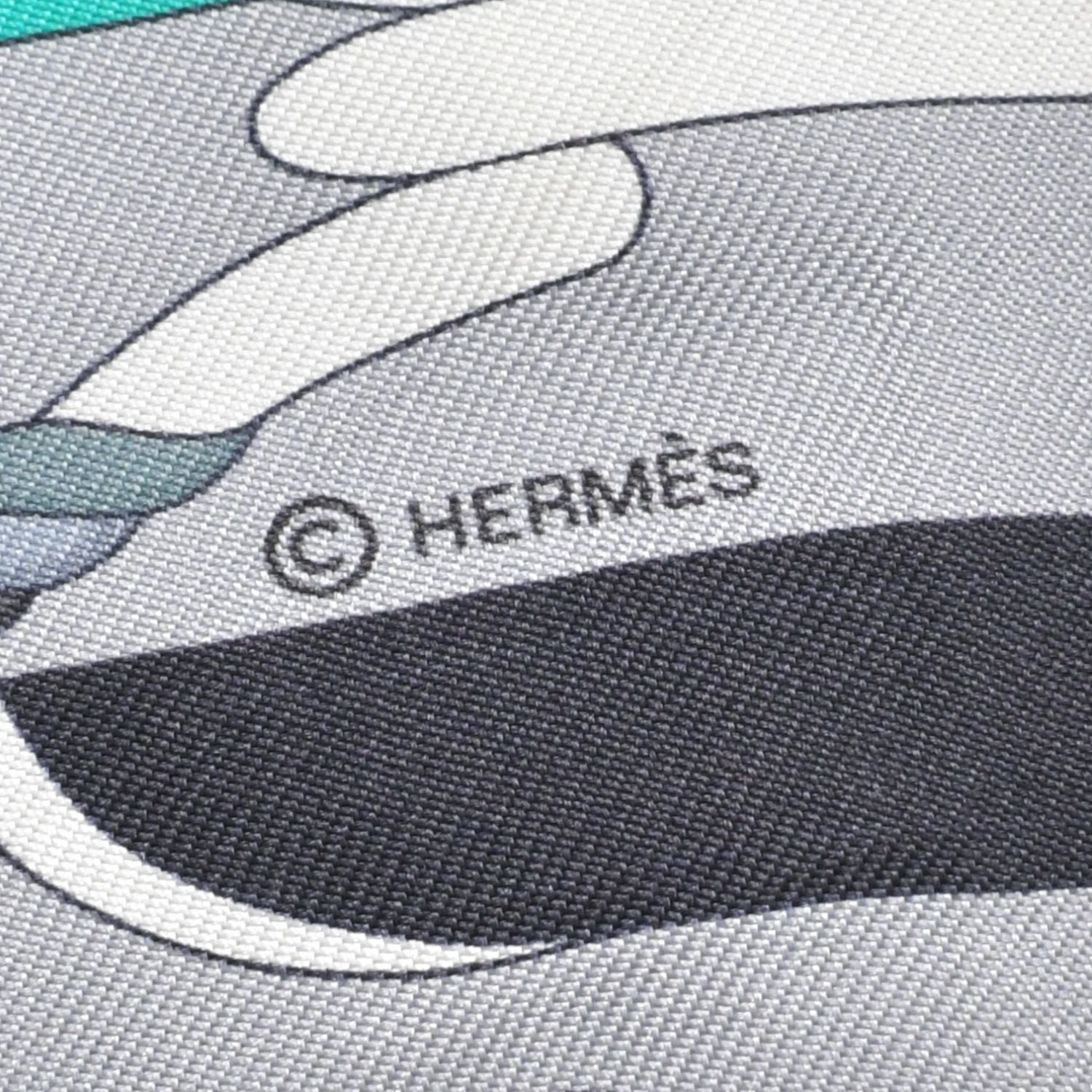 Hermes Twilly Horseback Equipment Gray Multicolor Scarf — view 6