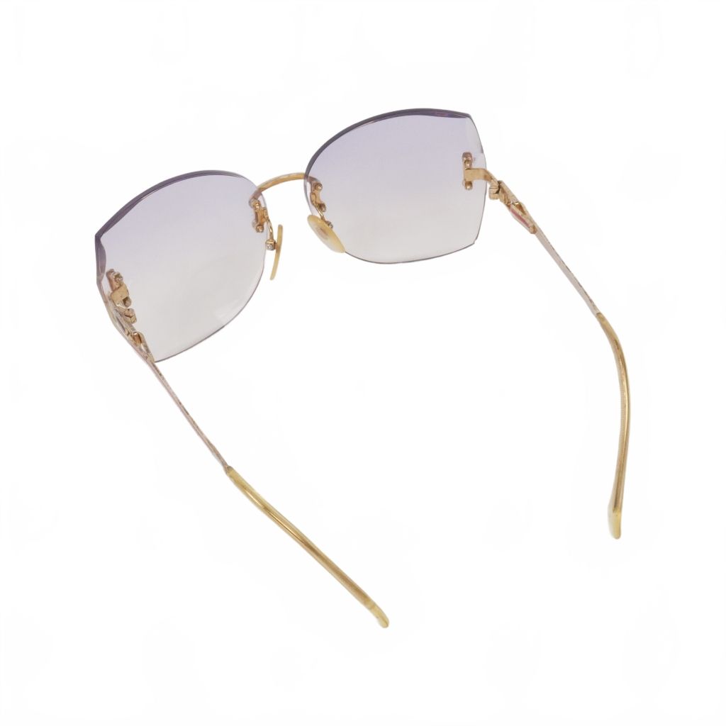 Saint Laurent Yves Rimless Vintage Sunglasses Gold — view 4
