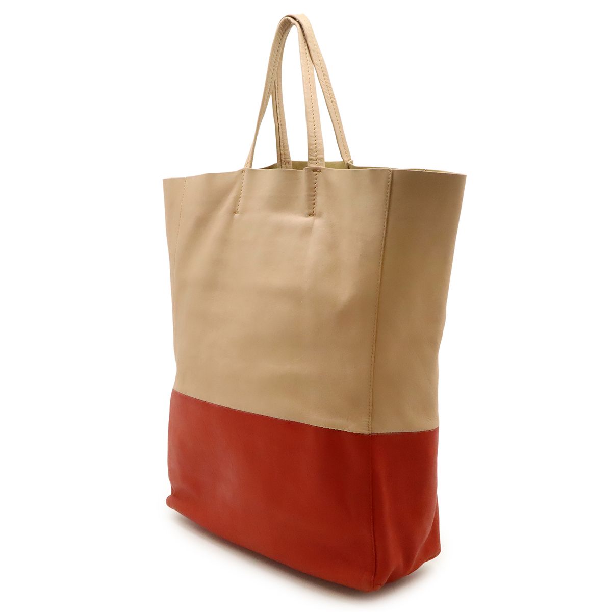 Celine Horizontal Cover Bicolor Tote Large Shoulder Bag Vertical Leather — view 2