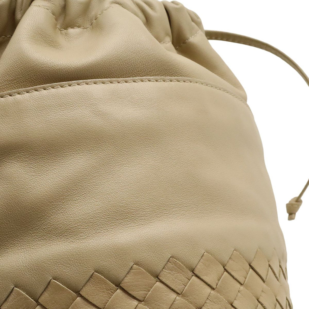 Bottega Veneta Intrecciato Shoulder Bag Crossbody Drawstring Leather Beige — view 7