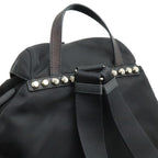 Prada Triangle Logo Backpack Studs Nylon Leather Nero Black — view 4