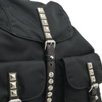 Prada Triangle Logo Backpack Studs Nylon Leather Nero Black — view 7