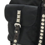 Prada Triangle Logo Backpack Studs Nylon Leather Nero Black — view 8