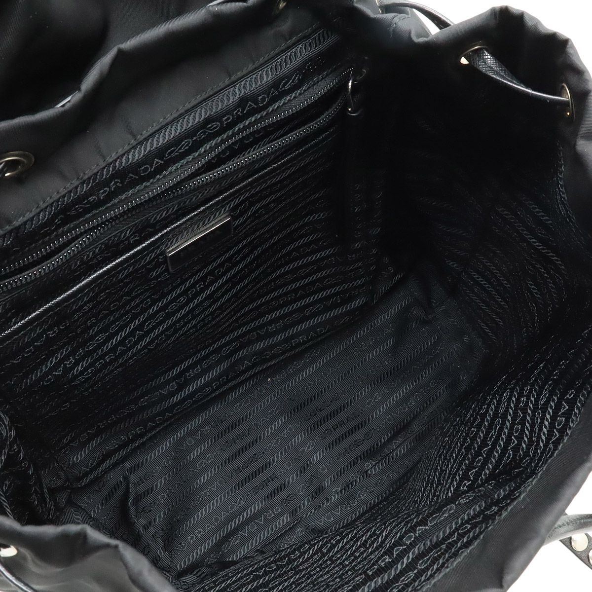 Prada Triangle Logo Backpack Studs Nylon Leather Nero Black — view 6