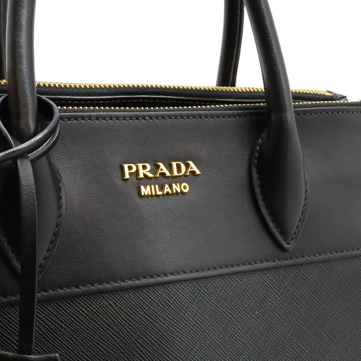 Prada Paradigm 2-Way Shoulder Bag Saffiano Leather Nero Black Gold — view 9