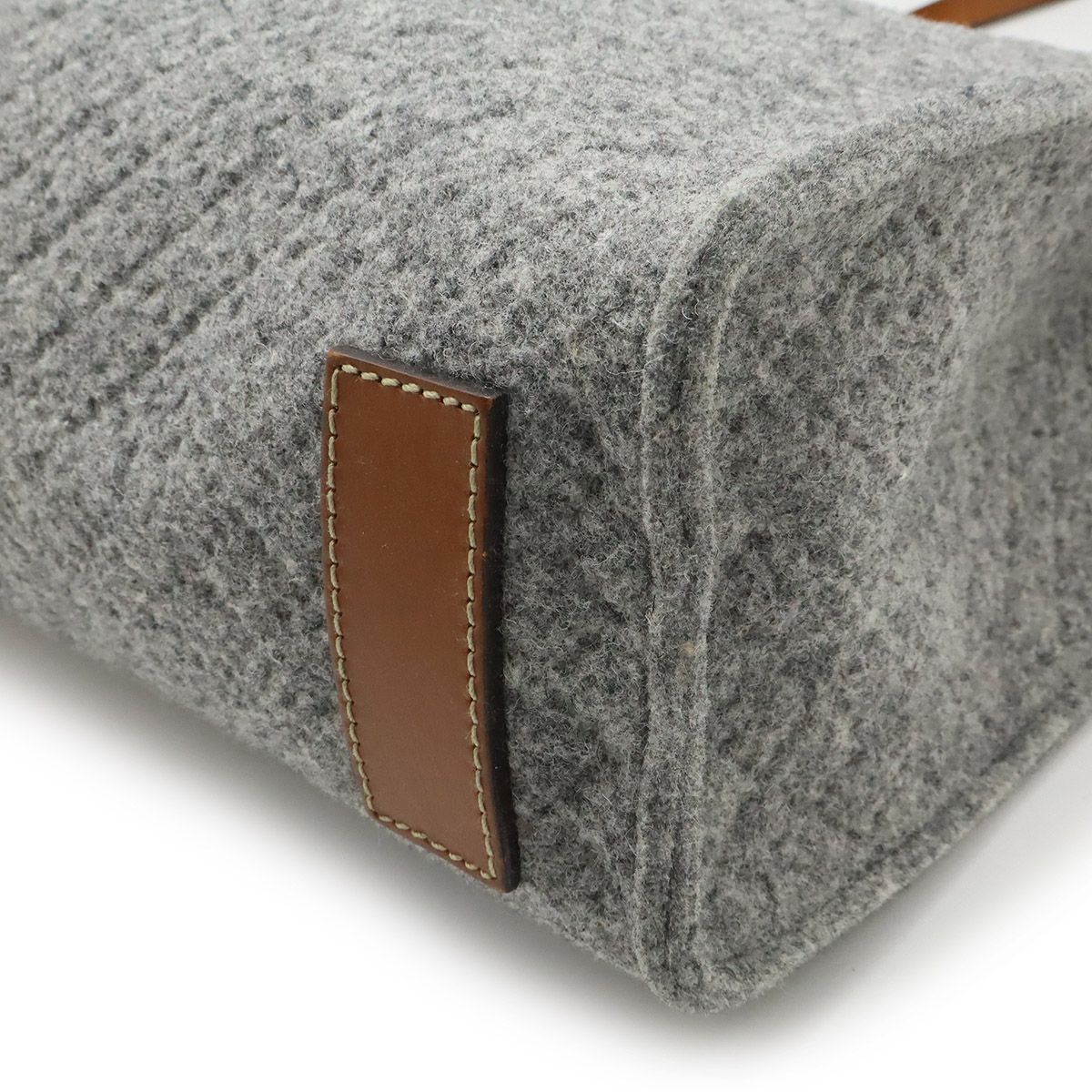 Gucci Diamante Tote Shoulder Bag Felt Wool Leather Gray Brown — view 3