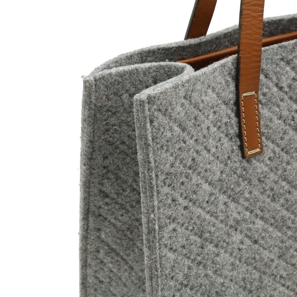 Gucci Diamante Tote Shoulder Bag Felt Wool Leather Gray Brown — view 6